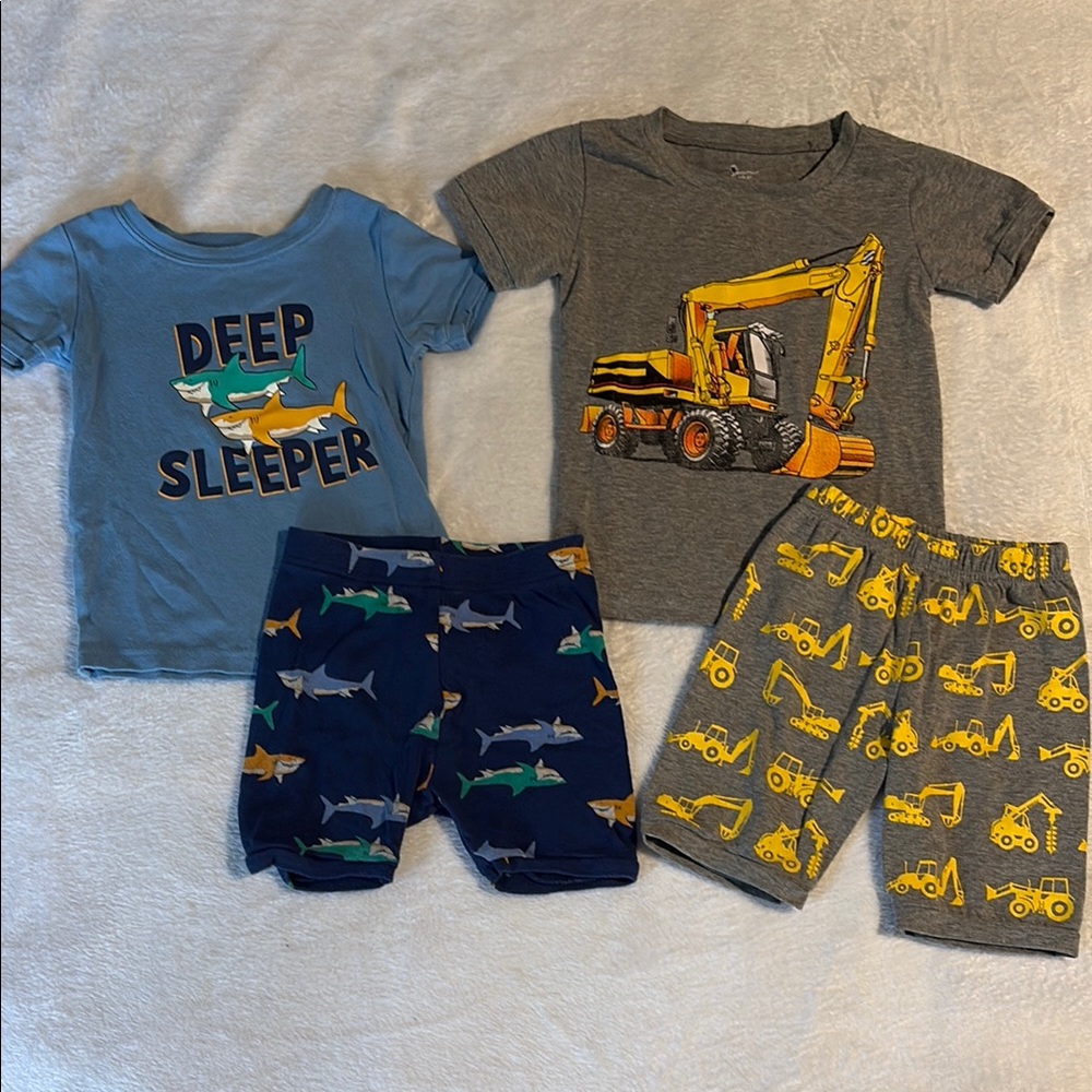 Kids Pajamas Set with Shark and Construction Print